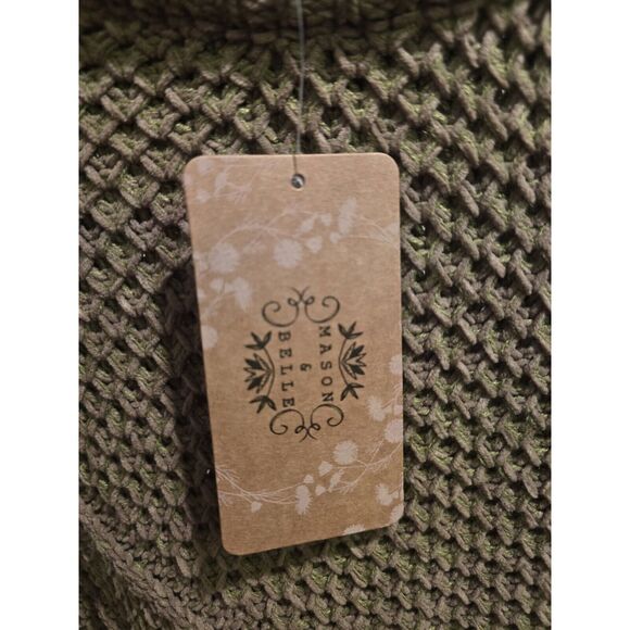 NWT Mason‎ & Belle Olive Cable Knit Pom Pom Sweater Women's size XXL - Picture 8 of 9